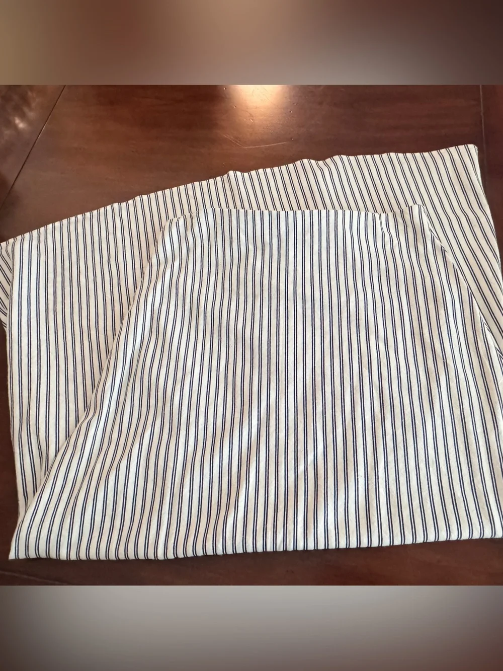 A New Day Linen Blend Midi Skirt Medium Navy Stripe A-Line Pull On Coastal - Picture 5 of 7